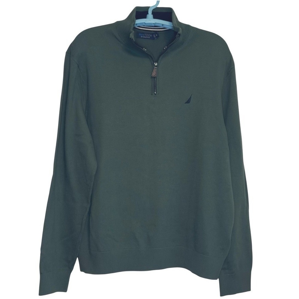 Nautica Navtech 1/4 Zip Pullover Men Green Mock Neck Minimalist Athleisure XL‎